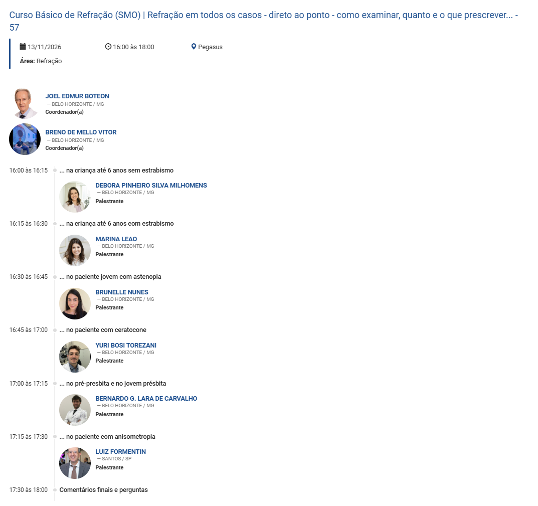 Painel da SMO sobre refração em diferentes casos clínicos no Congresso do Hospital São Geraldo